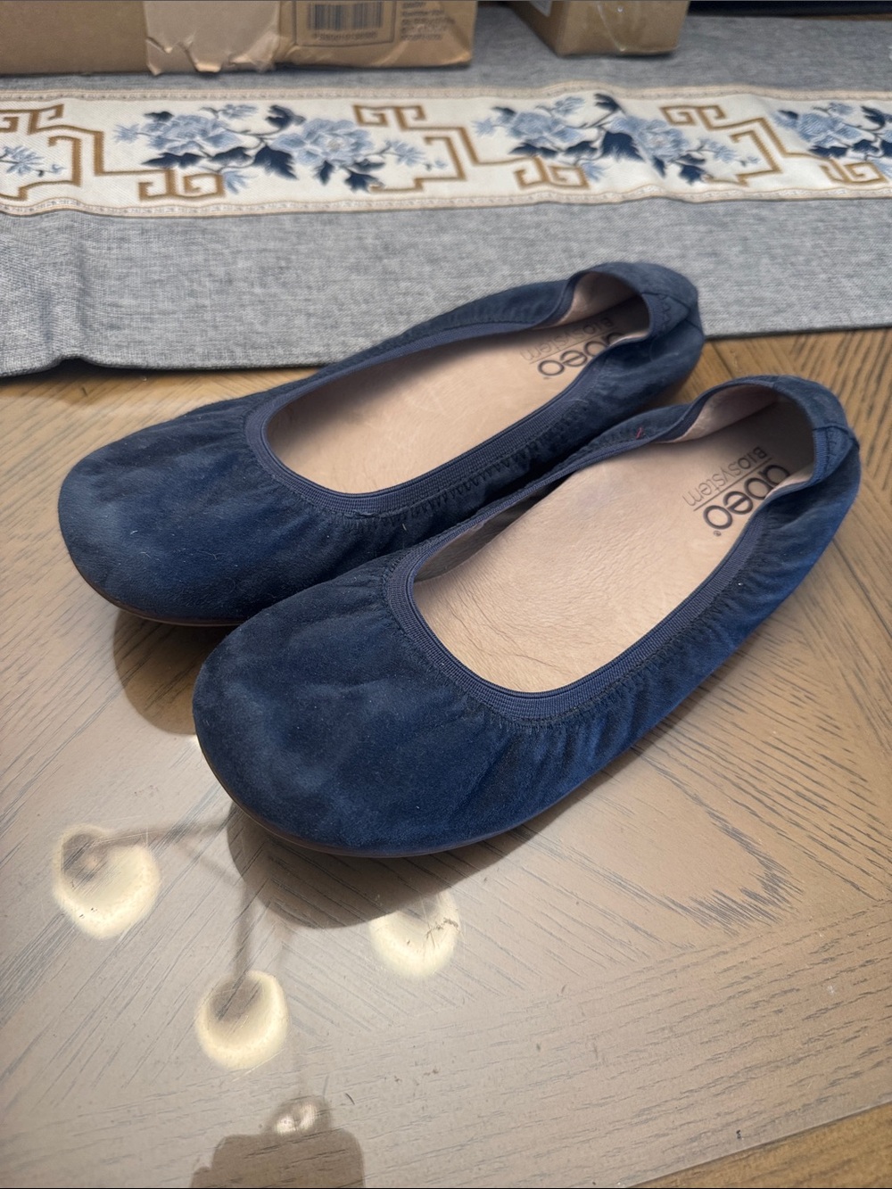 Abeo Navy Blue Suede Ballet Flats